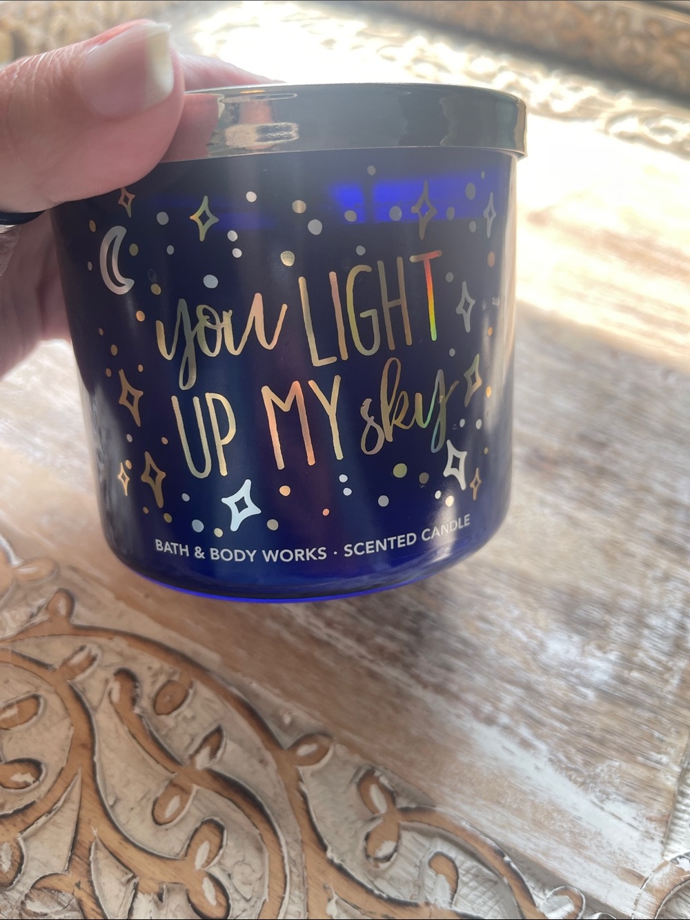 Bath & Body Works Blue Glass Scented Candle - You Light Up My Sky